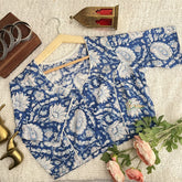 Vriksham Premium Floral Printed Readymade Blouse-Kalamkari Print-Light Blue-VS4517